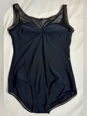Luckyleo “Acorn” style Black Dance Leotard with Illusion Mesh-size Large